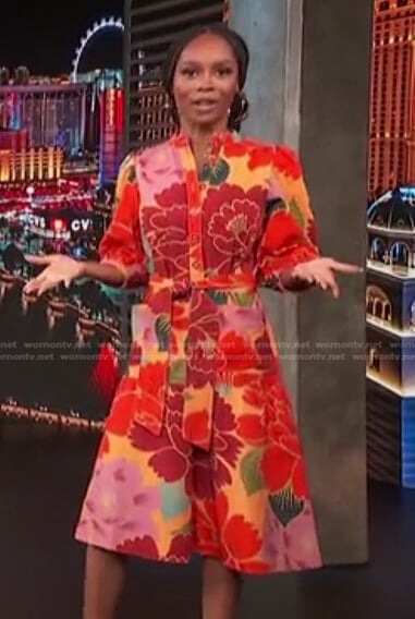 Zuri’s floral button front dress on Access Hollywood