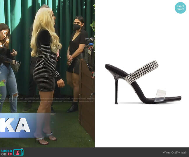 Alexander Wang Julie Crystal-Embellished Slide Sandals worn by Erika Jayne on The Real Housewives of Beverly Hills
