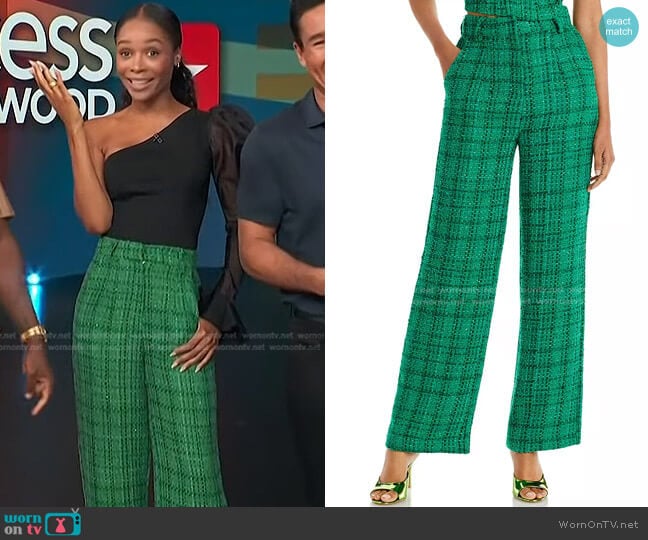AQUA x Maeve Reilly Tweed Pants worn by Zuri Hall on Access Hollywood