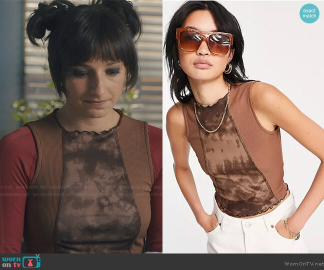 ASOS Tank top in cutabout tie dye with exposed seams worn by Musa (Elisha Applebaum) on Fate The Winx Saga