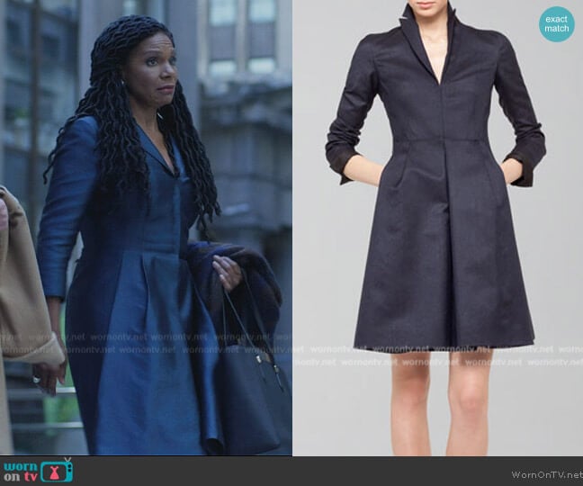 Akris Silk Ottoman A-Line Coat Dress worn by Liz Reddick-Lawrence (Audra McDonald) on The Good Fight