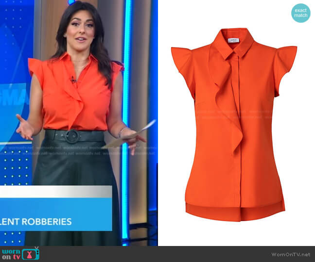 Akris punto Ruffle-Embellished Blouse worn by Erielle Reshef on Good Morning America