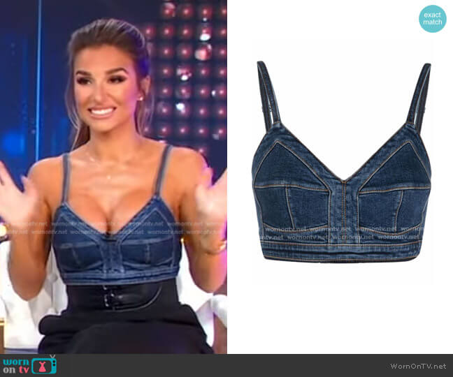 Alexander McQueen Cropped Denim Tank Top worn by Jessie James Decker on Good Morning America