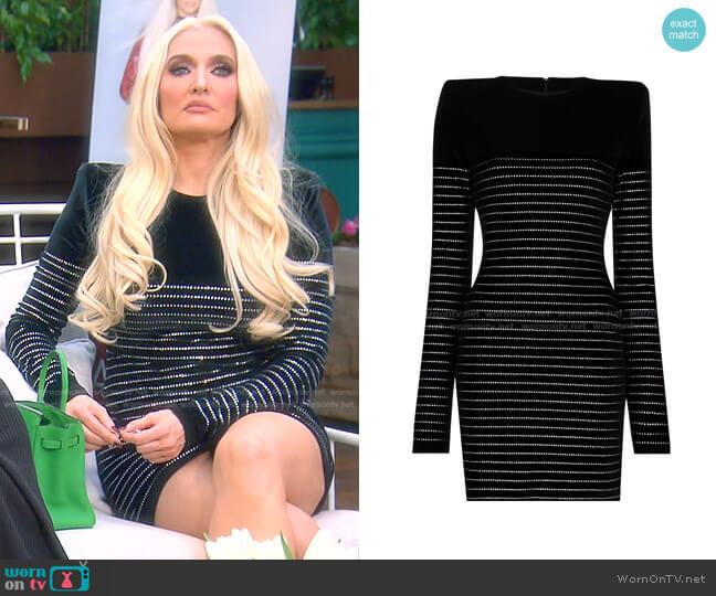 Alexandre Vauthier Padded Shoulder Mini Dress worn by Erika Jayne on The Real Housewives of Beverly Hills