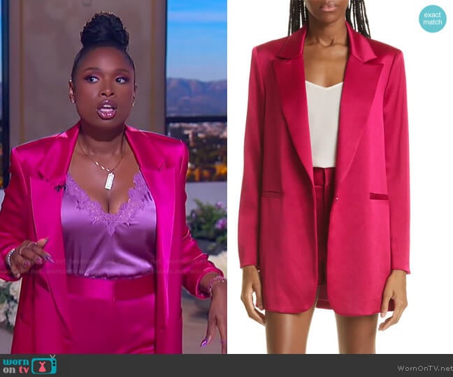 Alice + Olivia Denny Satin Boyfriend Blazer worn by Jennifer Hudson on The Jennifer Hudson Show