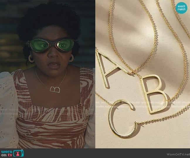Anthropologie Monogram Pendant Necklace worn by Beth Chapel (Anjelika Washington) on Stargirl