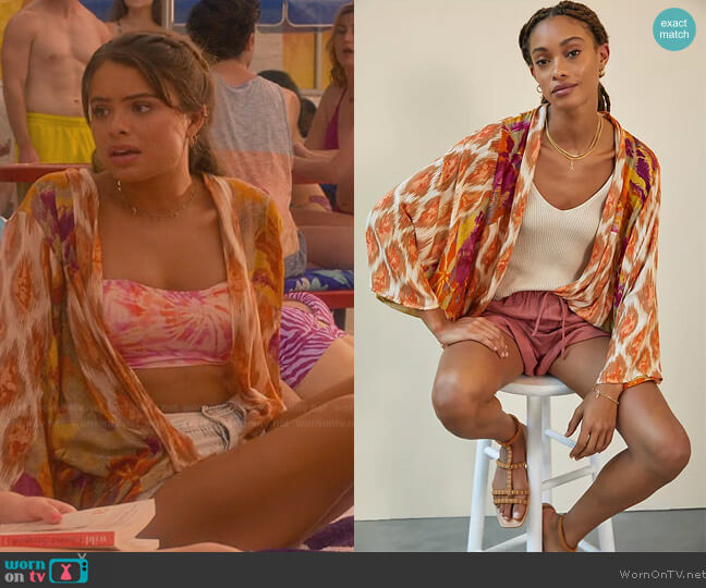 Anthropologie Sunset Cocoon Kimono worn by (Hannah Kepple) on Cobra Kai