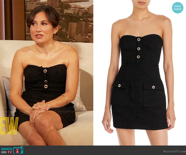 Aqua Strapless Mini Dress worn by Lucy Devito on The Drew Barrymore Show