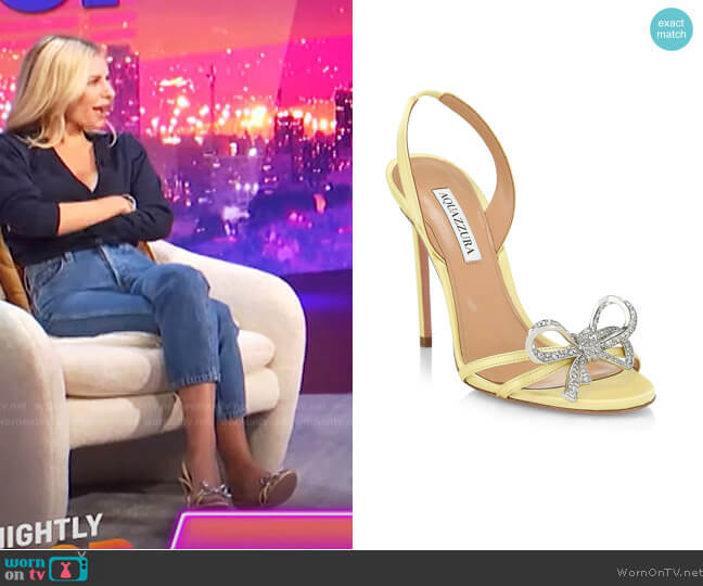 Aquazzura Babe Satin Slingback Sandals worn by Morgan Stewart on E! News