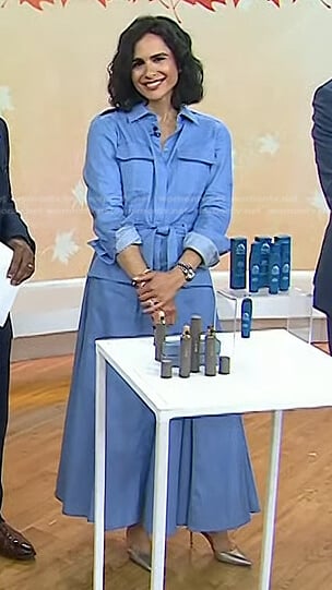 Bahar Takhtehchian’s blue belted shirtdress on Today