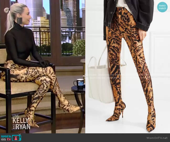 Balenciaga Boot Pants worn by Kim Kardashian on Live with Kelly and Mark