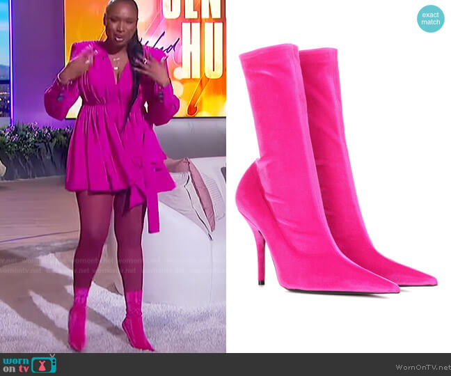 Balenciaga Knife Velvet Ankle Boots worn by Jennifer Hudson on The Jennifer Hudson Show