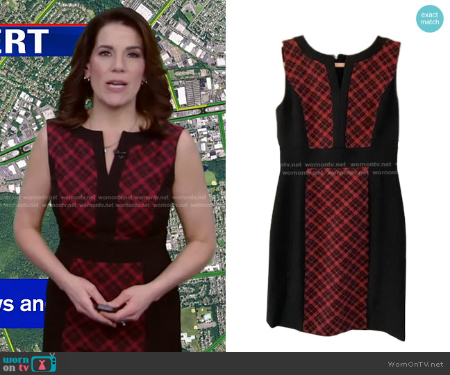 Chelsea Rose Plaid Sheath Dress worn by Heather O’Rourke on Good Morning America