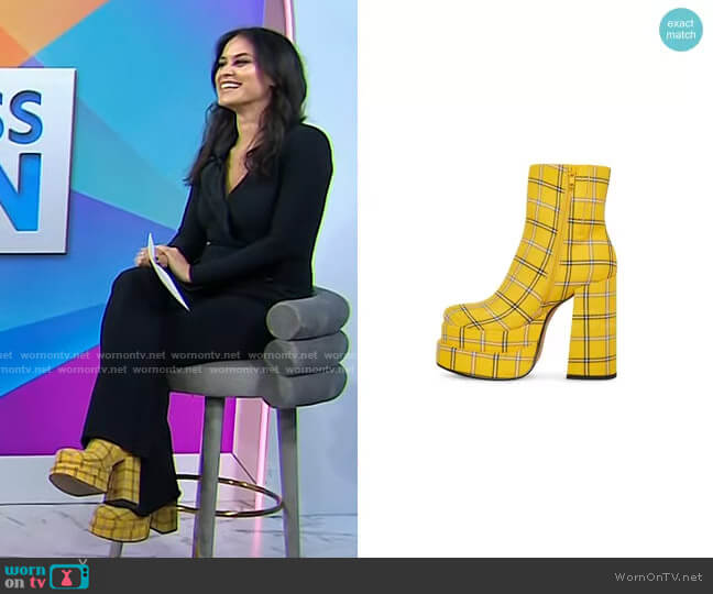 Steve Madden Cobra Boots in Yellow Plaid worn by Donna Farizan on Today