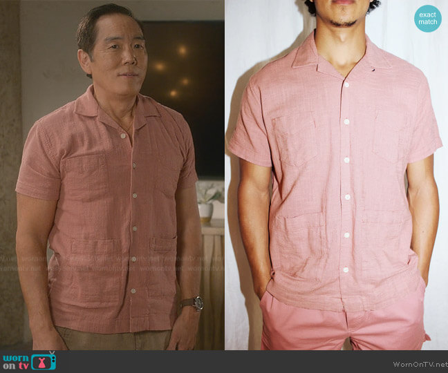 The General Public Corridor Shirt in Dusty Rose worn by Chozen Toguchi (Yuji Don Okumoto) on Cobra Kai
