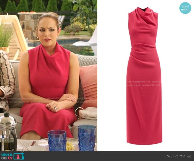 Raey Cowl-Neck Wool-Crepe Dress worn by Fallon Carrington (Elizabeth Gillies) on Dynasty