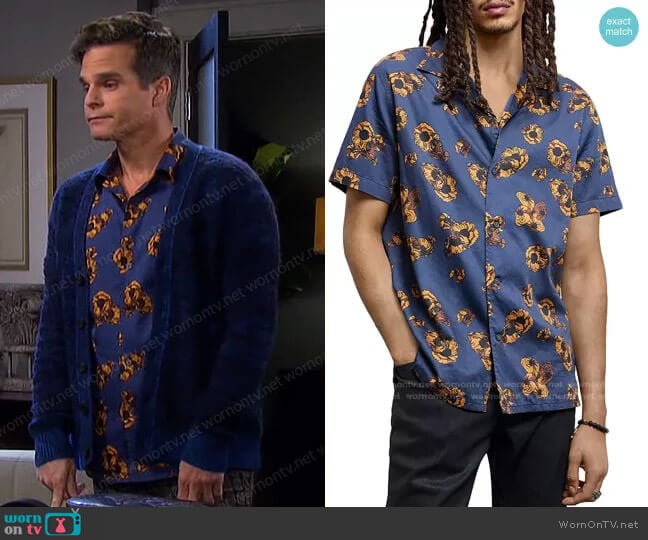 John Varvatos Danny Regular Fit Short Sleeve Shirt worn by Leo Stark (Greg Rikaart) on Days of our Lives