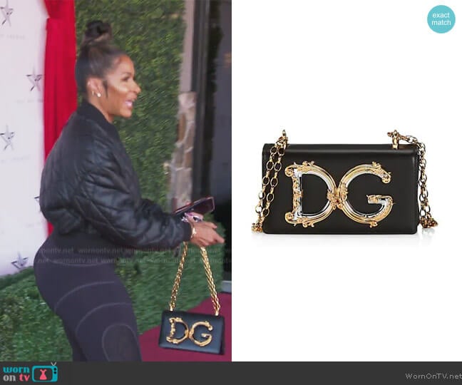 Dolce & Gabbana Baroque Small Leather Crossbody Bag worn by Sheree Whitefield on The Real Housewives of Atlanta