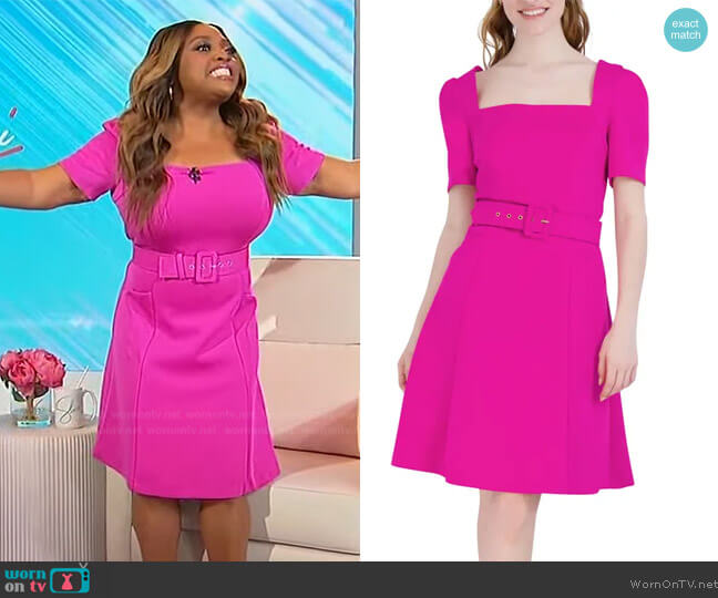 Donna Ricco Square Neck Belted Fit & Flare Dress worn by Sherri Shepherd on Sherri