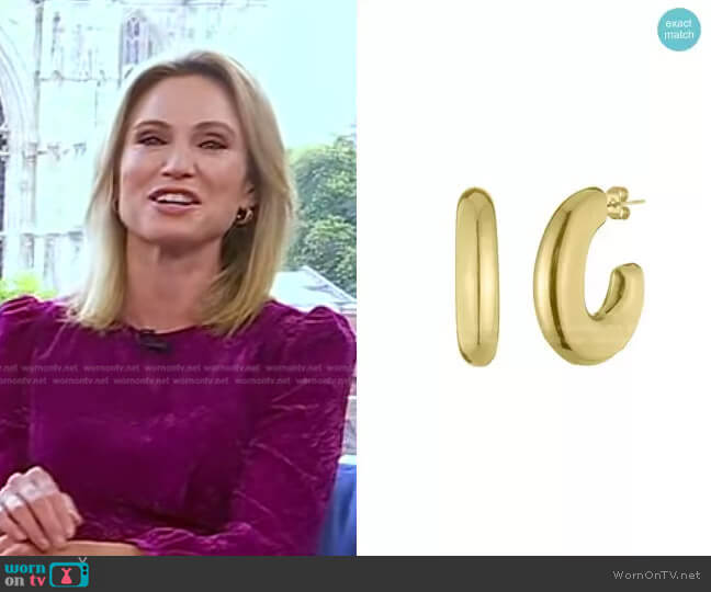 Bonheur Jewelry Estelle Chubby Hoop Earrings worn by Amy Robach on Good Morning America
