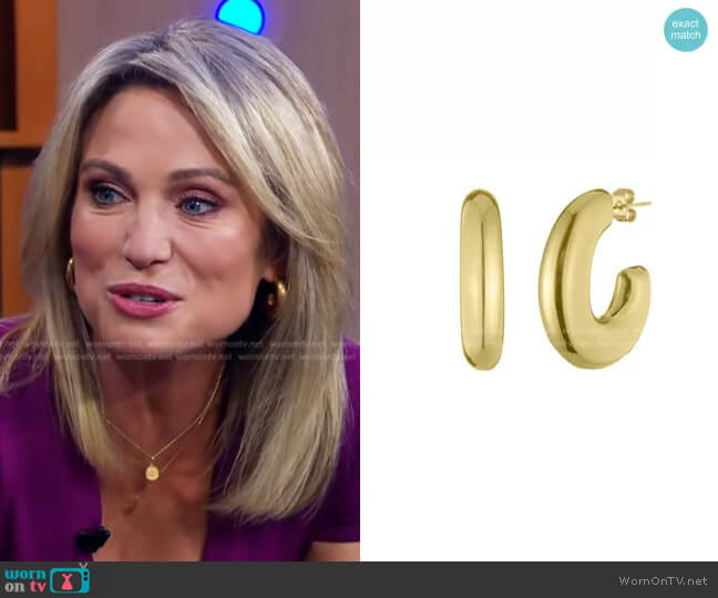 Bonheur Jewelry Estelle Chubby Hoop Earrings worn by Amy Robach on Good Morning America
