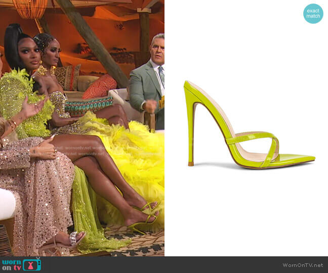 Femme La Donatella Mule worn by Lesa Milan (Lesa Milan) on The Real Housewives of Dubai