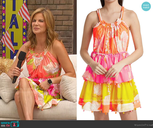 Farm Rio Mixed Neon Garden Mini Dress worn by Natalie Morales on The Talk