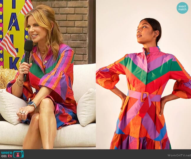 Farm Rio Amanda Stripes Mini Dress worn by Natalie Morales on The Talk