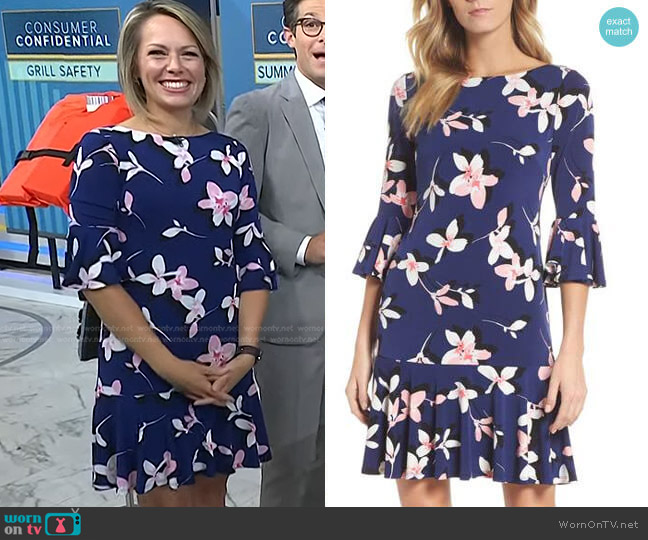 Eliza J Floral Bell Sleeve Dress worn by Dylan Dreyer on Today