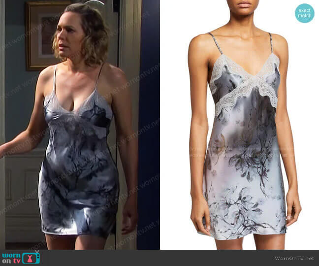 Samantha Chang Floral-Print Classic Lace-Trim Chemise worn by Nicole Walker (Arianne Zucker) on Days of our Lives
