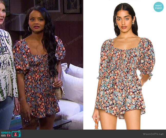 Free People Show Me Love Romper worn by Chanel Dupree (Raven Bowens) on Days of our Lives