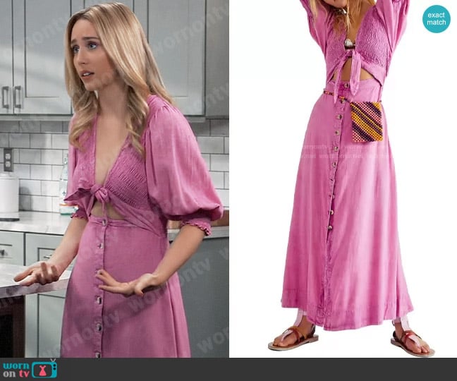 Free People String of Hearts Cutout Maxi Dress worn by Josslyn Jacks (Eden McCoy) on General Hospital
