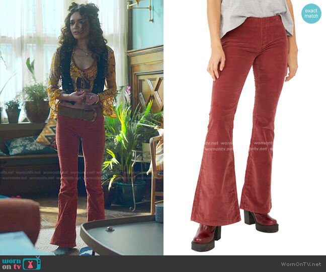 Free People We the Free Pull-On Flare Corduroy Pants worn by Flora (Paulina Chavez) on Fate The Winx Saga