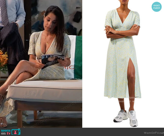 Stacie Floral Print Midi Dress worn by Sam McCall (Kelly Monaco) on General Hospital