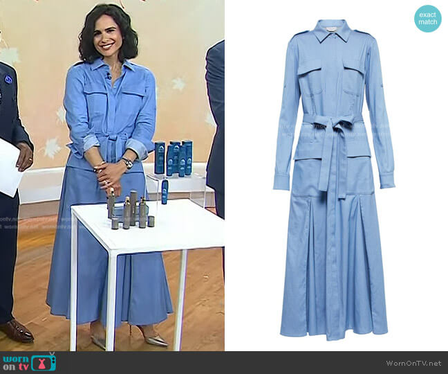 Gabriela Hearst Meyer Belted Midi Cotton-Silk Shirtdress worn by Bahar Takhtehchian on Today