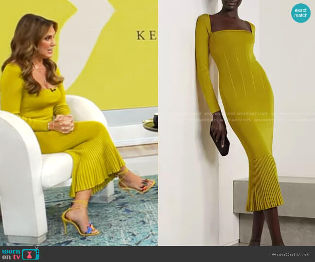 Galvan Atalanta Dress in Chartreuse worn by Kendra Scott on CBS Mornings