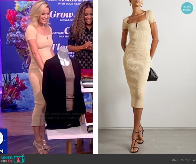Galvan Freya ribbed-knit midi dress worn by Sara Haines on The View