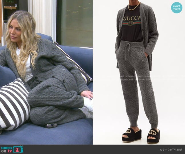 Gucci Cable-Knit Cashmere Cardigan worn by Dorit Kemsley on The Real Housewives of Beverly Hills