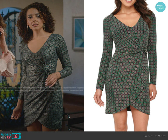 Guess Geo Print Side Twist Wrap Dress worn by Carmen (Vanessa Rubio) on Cobra Kai