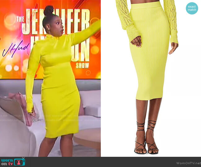 Herve Leger Variegated Rib Skirt worn by Jennifer Hudson on The Jennifer Hudson Show