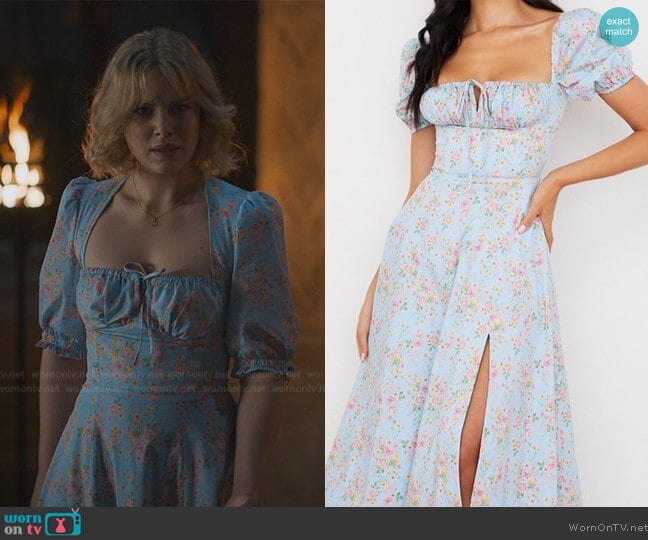 House of CB Tallulah Puff Sleeve Midi Dress worn by Stella (Hannah van der Westhuysen) on Fate The Winx Saga