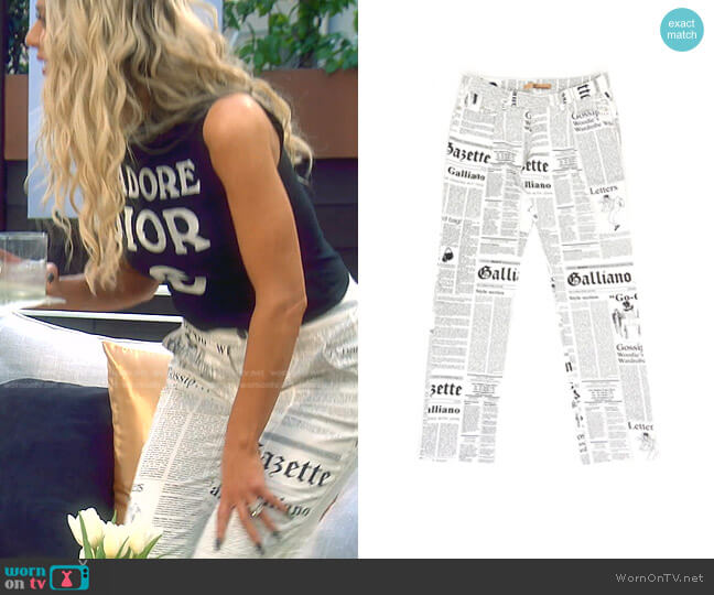 John Galliano Gazette Straight Leg Pants worn by Dorit Kemsley on The Real Housewives of Beverly Hills