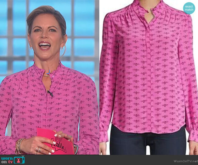 Joie Mintee Floral Ruffle Blouse worn by Natalie Morales on The Talk