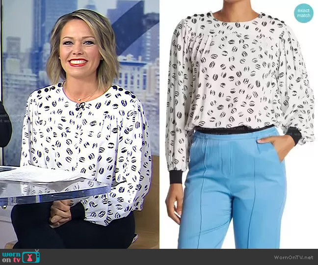 Reiss Jolie Lips Print Long Sleeve Top worn by Dylan Dreyer on Today