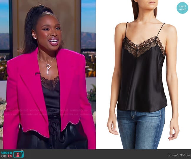 Jonathan Simkhai Silk Lace Trim Camisole worn by Jennifer Hudson on The Jennifer Hudson Show