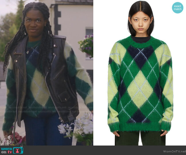 Kenzo Green and Blue Mohair Sweater worn by Aisha (Precious Mustapha) on Fate The Winx Saga