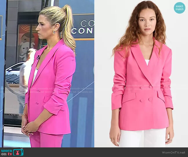 Cinq a Sept Kris Ruched Sleeve Double Breatsed Blazer worn by Stefani Berkin on Today