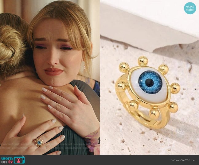 Missacc Evil Eye Open Ring worn by Kirby Anders (Maddison Brown) on Dynasty