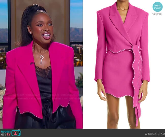 Mach and Mach Crystal Trim Crop Wool Wrap Blazer worn by Jennifer Hudson on The Jennifer Hudson Show
