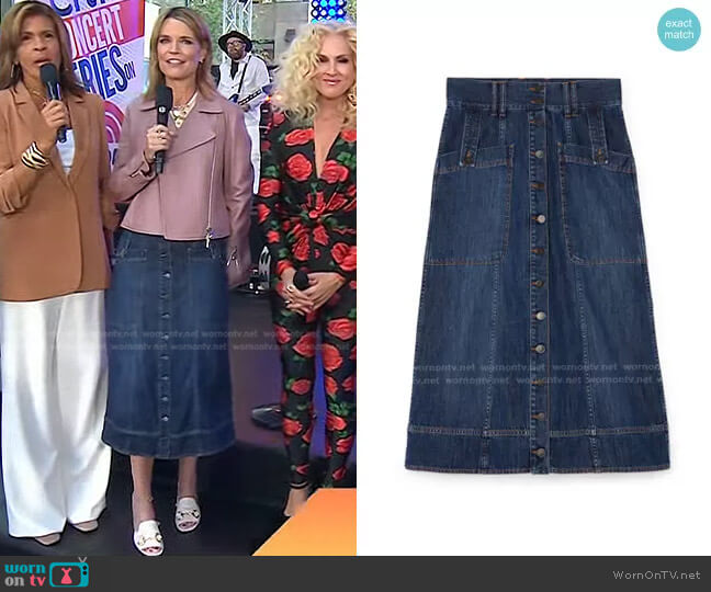 G. Label Maddy Denim Skirt worn by Savannah Guthrie on Today